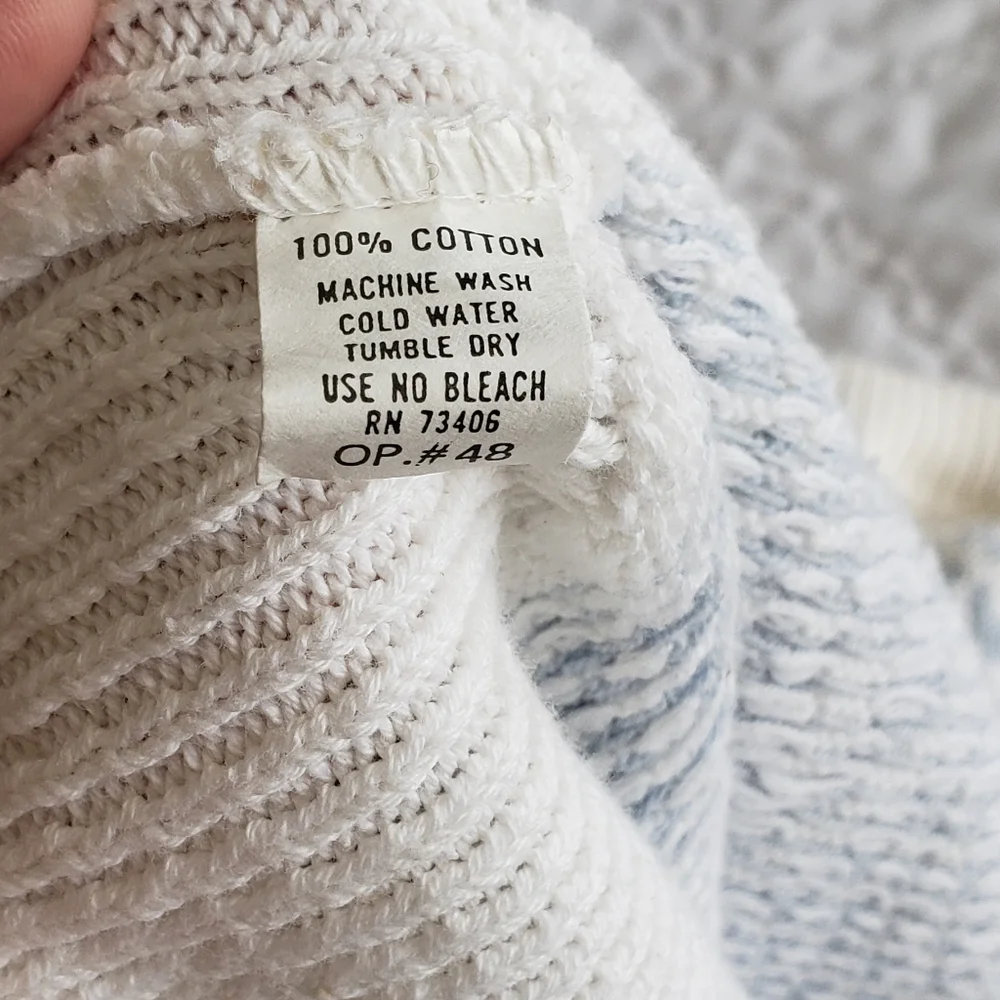 Vintage 80s Nordic Cotton Knit Sweater New England Preppy L/XL Fit WASP Grandpa